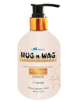 Hug n Wag Luxury Dog Shampoo, Collagen & Biotin Formula, Detangling, 350ml (Deodorizing Detangling 350ml)