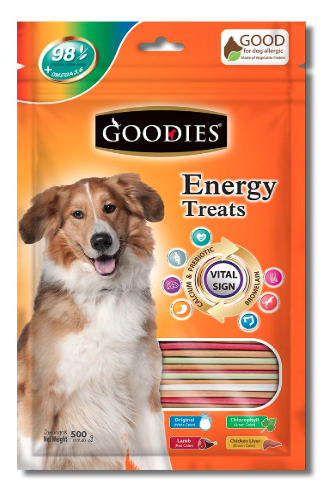 Goodies PS Trader 500 Gm Assorted Energy Treats Stick Shape Dog Treats for All Life Stages, Vegetable Flavour,Pack of 1