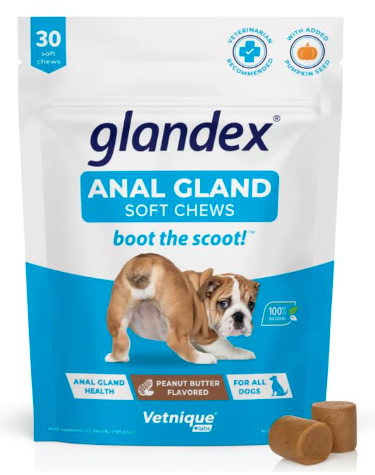 Gland X Anal Gland Soft Chews for Dogs, Peanut Butter Flavoured, 30 Count