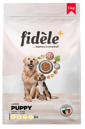 Fidele+ Dry Dog Food | Balanced Nutrition for Dogs | Boosts Growth, Energy, Joints & Immunity | No Artificial Flavours or Preservatives (1 KG, Large Puppy)