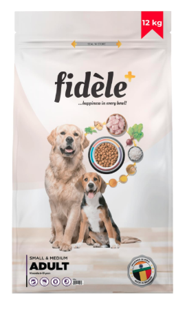 Fidele+ Dry Dog Food 12 Kg Adult Small & Medium Breeds Complete & Balanced Diet Supports Growth, Energy, Joints & Immunity No Artificial Flavours, Preservatives