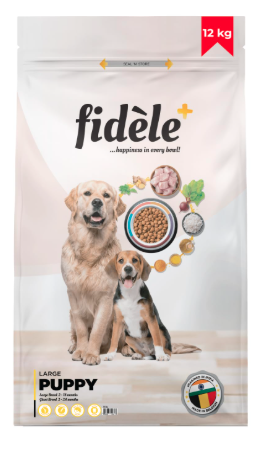 Fidele+ Dry Dog Food | Balanced Nutrition for Dogs | Boosts Growth, Energy, Joints & Immunity | No Artificial Flavours or Preservatives (12 KG, Large Puppy)