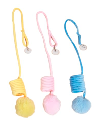 Fluffy Ball Spring Bouncing Cat Toy – Interactive Plush Ball with Spring Coil, Lightweight & Durable Teaser Toy for Indoor Cats & Kittens