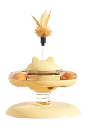 Pet Leaky Turntable 3-in-1 Cat Toy with Rocking Spring Layer & Treat Dispenser