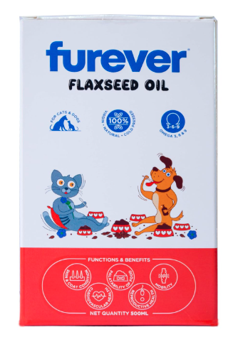 Furever Flaxseed Oil 500 ml Natural, Cold Pressed Virgin Flaxseed Oil Helps in Energy Booster for Pet Health