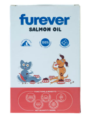 Furever Salmon Oil 500 ml for Dogs and Cats - Natural, Cold Pressed Omega 3 & 6 Supplement