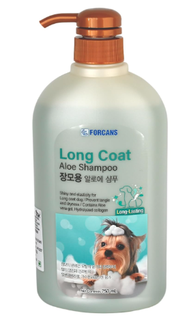 FORCANS Long Coat Aloe Shampoo For Dogs,750 Milliliter,Shiny&Healthy Coat, Customised Shampoo, Characteristics Of Pure Aloe Vera Gel