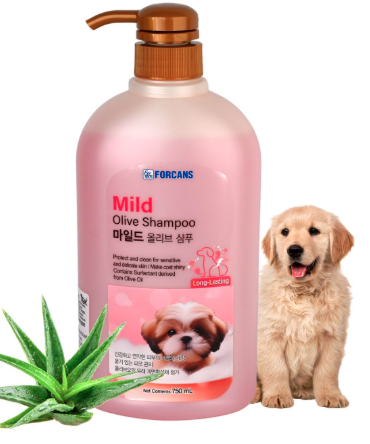 FORCANS Natural Mild Olive Shampoo for Puppy and Kitten 750 Milliliter, Effect, Gentle to Weak and Trouble Prone Skin