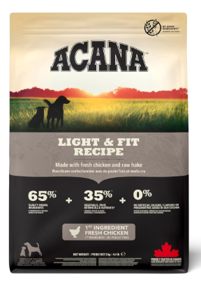 Acana Light and Fit Dry Dog Food, Grain Free Adult Dog Food for All Life Stages, Fresh or Raw Ingredients, 2 KG