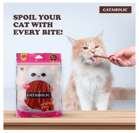 Cataholic Chicken & Tuna Sliced Treats for Cats & Kittens | High Protein, Easily Digestible & Healthy Snacks Treats 50 gm Each(Pack of 3)