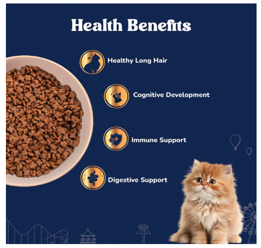 Carniwel Persian Kitten Dry Cat Food with Antarctic Krill | 3X Healthy Skin & Coat | Easy Digestion & Hairball Reduction, 400gm