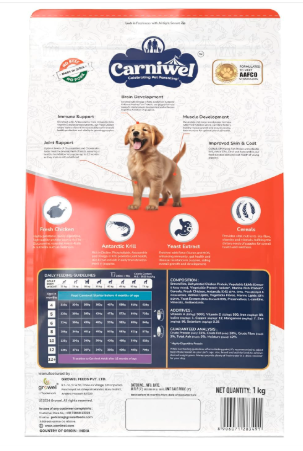 Carniwel Fresh Chicken Puppy Dry Dog Food 1kg | Natural Ingredients for Healthy Skin & Coat | Highly Palatable | Supports Brain & Muscle Development