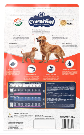 Carniwel Fresh Chicken Starter Dry Dog Food 1kg | Natural Ingredients for Easy Weaning | GMO-Free | Highly Palatable | Immune & Lactation Support