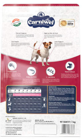 Carniwel Fresh Lamb Adult Dry Dog Food 1 Kg | Natural Ingredients for Optimal Skin & Coat Health | Highly Palatable