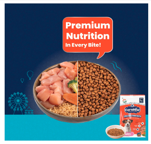 Carniwel Fresh Chicken Puppy Dry Dog Food 3kg | Premium Nutrition | Natural Ingredients for Healthy Muscle & Bone | GMO-Free | Highly Palatable