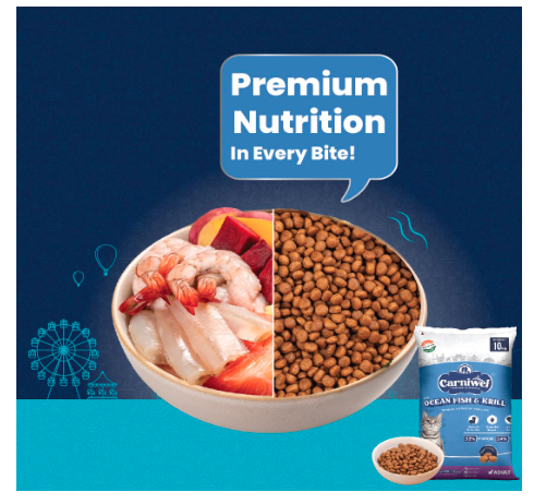 Carniwel Ocean Fish & Antarctic Krill Adult Dry Cat Food 10 kg | Fresh & Natural Ingredients | Highly Palatable | Supports Healthy Skin & Glossy Coat