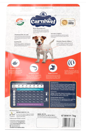 Carniwel Fresh Chicken Puppy Dry Dog Food 1kg for Small Dogs | Premium Nutrition | Natural Ingredients for Healthy Muscle & Bone | GMO-Free