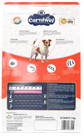 Carniwel Fresh Chicken Adult Dry Dog Food 1kg | Premium Nutrition | Natural Ingredients for Optimal Skin & Coat Health | Highly Palatable