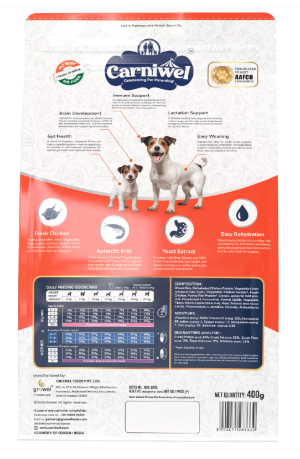 Carniwel Fresh Chicken Starter Dry Dog Food 400g for Small Dogs | Premium Nutrition | Natural Ingredients for Easy Weaning | GMO-Free