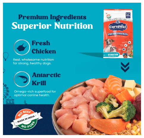 Carniwel Fresh Chicken Starter Dry Dog Food 400g for Small Dogs | Premium Nutrition | Natural Ingredients for Easy Weaning | GMO-Free