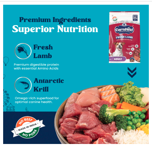 Carniwel Fresh Lamb Adult Dry Dog Food 400g | Natural Ingredients for Optimal Skin & Coat Health | Highly Palatable | Supports Joint Health