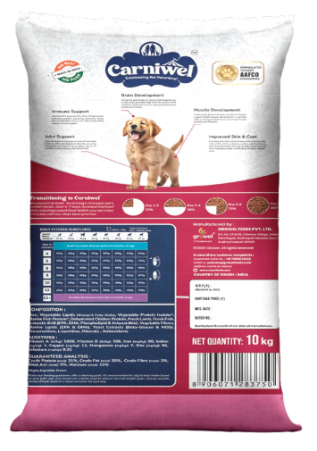 Carniwel Fresh Lamb Puppy Dry Dog Food 10 Kg | Natural Ingredients for Healthy Skin & Coat | Highly Palatable | Supports Brain & Muscle Development