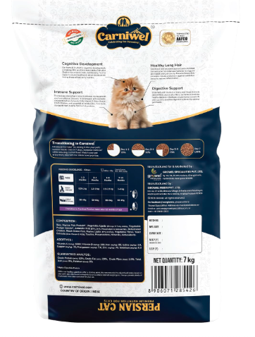 Carniwel Persian Kitten Dry Cat Food with Antarctic Krill | 3X Healthy Skin & Coat | Easy Digestion & Hairball Reduction, 7 kg
