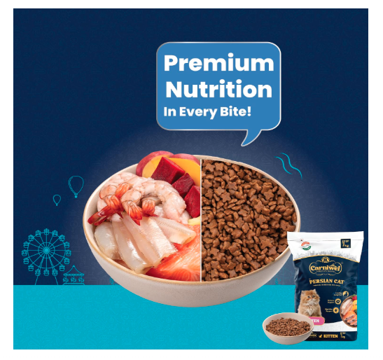 Carniwel Persian Kitten Dry Cat Food with Antarctic Krill | 3X Healthy Skin & Coat | Easy Digestion & Hairball Reduction, 7 kg