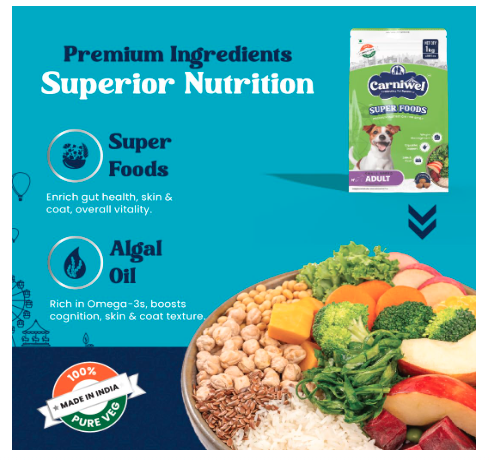 Carniwel Superfoods Adult Dry Dog Food 1Kg | 100% Vegetarian | Fresh & Natural Ingredients | Highly Palatable | GMO Free