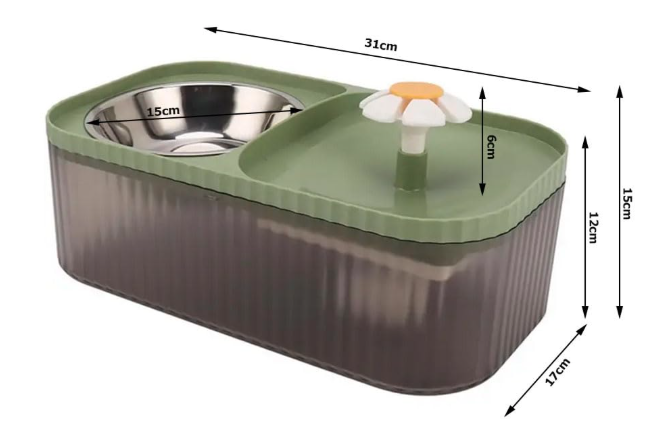 Exclusive Cat Water Fountain and Food Bowl | Ultra Quiet Pet Water Dispenser | Cat Drinking Fountain with Ultra-Quiet Pump, for Cats and Small Dogs