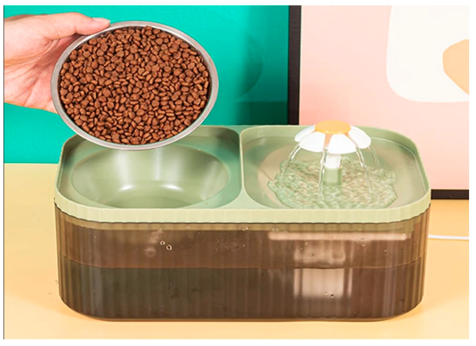 Exclusive Cat Water Fountain and Food Bowl | Ultra Quiet Pet Water Dispenser | Cat Drinking Fountain with Ultra-Quiet Pump, for Cats and Small Dogs