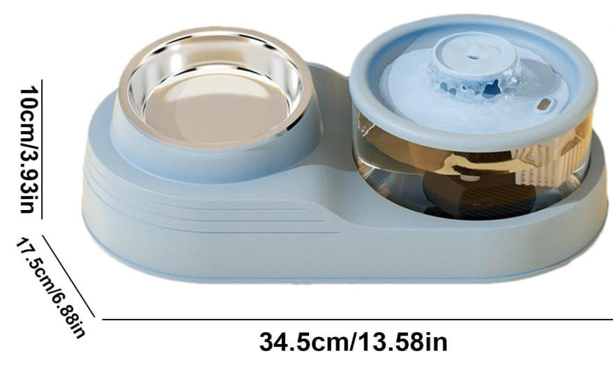 Exclusive Cat Water Fountain and Food Bowl | Ultra Quiet Pet Water Dispenser | Cat Drinking Fountain with Ultra-Quiet Pump, for Cats and Small Dogs