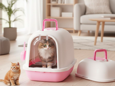 Cat Litter Box Fully Enclosed Splash-Proof Cat Litter Box | Scoop (Green)
