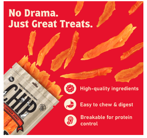 Chip Chops Sun Dried Chicken Jerky Dog Treats for Dogs, High Protein Training Snacks, Healthy & Easily Digestible Dog Treats 250g - Pack of 1