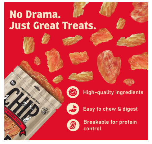 Chip Chops Roast Chicken Strips Dog Treats, High Protein & Low Fat Dog Snacks for Training Rewards Healthy Dog Treats 250g Pack