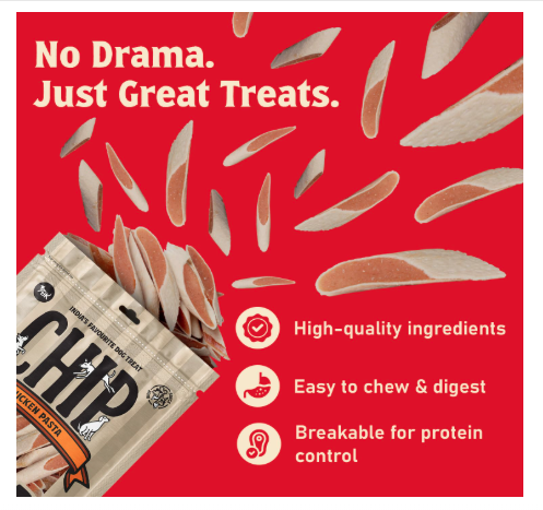 Chip Chops Chicken Pasta Dog Treats, Highly Nutritional & Digestible Snacks for Training and Rewards, Suitable for All Dog Breeds, 70g