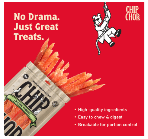 Chip Chop Dog Treat Combo Pack 70g Each – Chicken Chips & Chicken Tenders, Healthy Dog Snacks, High Protein Training Treats for Dogs
