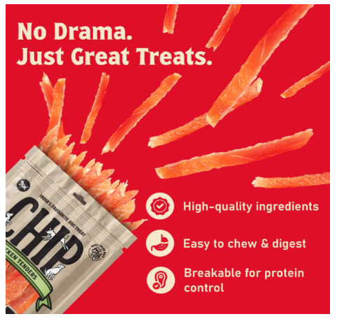 Chip Chops Chicken Tenders Dog Treats 250g, High Protein Low Fat Dog Snacks, Healthy Training Reward Treats for Dogs, Soft & Chewy Chicken Dog Treats