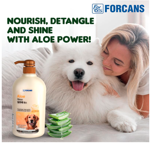 FORCANS Aloe Rinse Conditioner for Dogs Provide Richness & Shiny Coat, 750 Milliliter, Prevents Hair Tangle, Characteristics of Pure Aloe Vera Gel