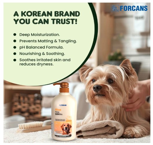 FORCANS Aloe Rinse Conditioner for Dogs Provide Richness & Shiny Coat, 750 Milliliter, Prevents Hair Tangle, Characteristics of Pure Aloe Vera Gel