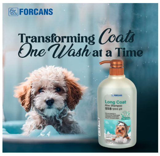 FORCANS Long Coat Aloe Shampoo For Dogs,750 Milliliter,Shiny&Healthy Coat, Customised Shampoo, Characteristics Of Pure Aloe Vera Gel