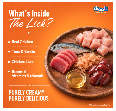 Drools All Life Stages Creamy Lickable Cat Treats 25 Pieces, Pack Total 375g | Tuna & Bonito Flavour | Taurine for Heart and Vision Health