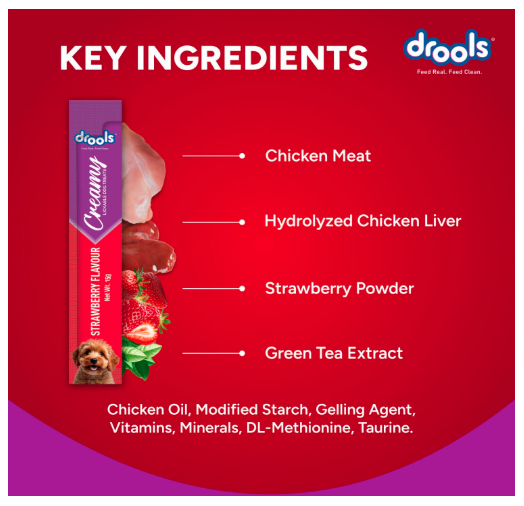 Drools All Life Stages Dog Treats Creamy 5 Sticks Tasty & Nutritious Snack for All Breeds (15g x5) 75g | Strawberry Flavour
