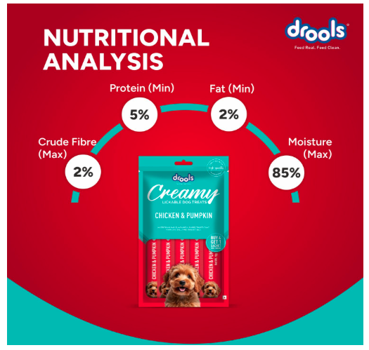Drools All Life Stages Dog Treats Creamy 5 Sticks Tasty & Nutritious Snack for All Breeds (15g x5) 75g | Chicken & Pumpkin Flavour