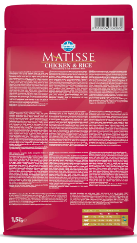 Farmina Matisse Chicken & Rice Cat Food | Complete & Balanced Nutrition | for Adult Cats | Highly Digestible| 1.5kg
