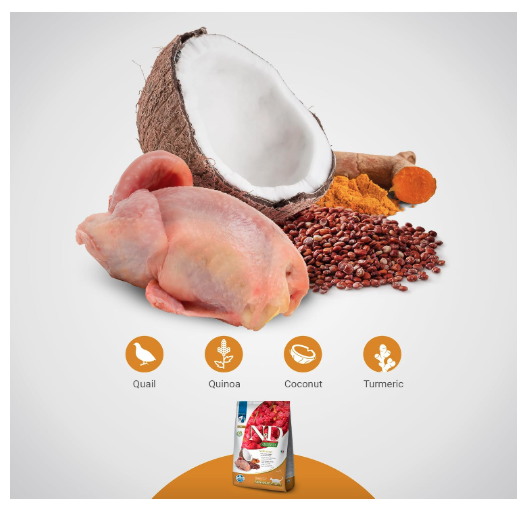 Farmina N&D Quinoa Skin & Coat Cat Food | Grain-Free | Quail, Quinoa, Coconut & Turmeric | Supports Healthy Skin & Coat | 5kg