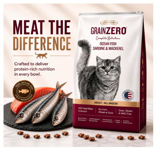 Grain Zero Ocean Fish, Sardine and Mackerel Adult Dry Cat Food 7kg | No Grain Formula, Gluten & GMO-Free | 48% Fresh Fish Inclusion