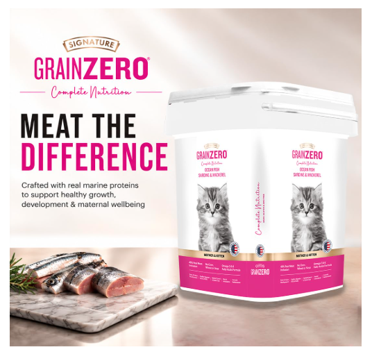Grain Zero Kitten Dry Cat Food 7kg | Ocean Fish, Sardine & Mackerel |DHA for Brain Development, 48% Fresh Meat Inclusion