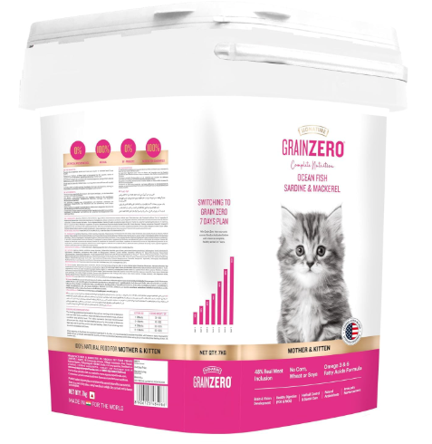 Grain Zero Kitten Dry Cat Food 7kg | Ocean Fish, Sardine & Mackerel |DHA for Brain Development, 48% Fresh Meat Inclusion