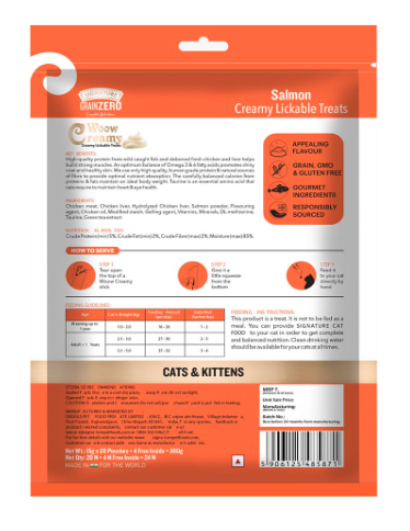 Grain Zero Creamy Lickable Cat Treats 360g (20 Sachets + 4 Free) | Salmon | Rich in Protein, Promotes Hydration | No Artificial Preservatives